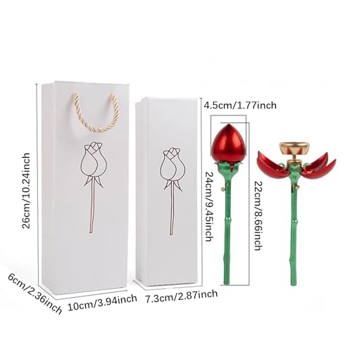 Image of Rose Jewelry Box Creative Ornament Display Case for Wedding Engagement Party Red Ring Box Jewelry & Watches