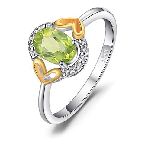 JewelryPalace Anillo Plata Mujer con Peridoto Verde Natural Cover