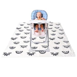 Kinderstoel Splat Mat – Waterdichte kinderstoelmat,Antislip 43x43in Opvouwbare Splat Mat Wasbare Camping Vloermat Voor Eettafel Buniq