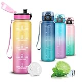 Mujigaga Wasserflasche, 500ml Trinkflasche Kinder, Wasserflasche mit Zeitmarkierung, Trinkflasche Auslaufsicher, Kann mit Dir Tragen, Water Bottle für Schule, Camping, Reisen, Büro, Running