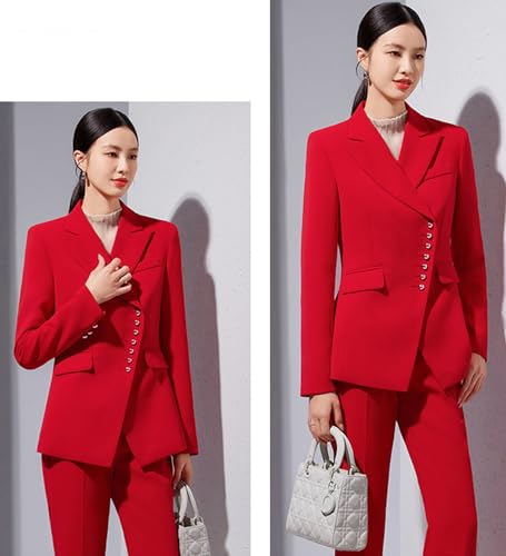 Women's Peak Lapel Suit Two Pieces Jacket and Pants Wedding Uniform Work Outfits3
