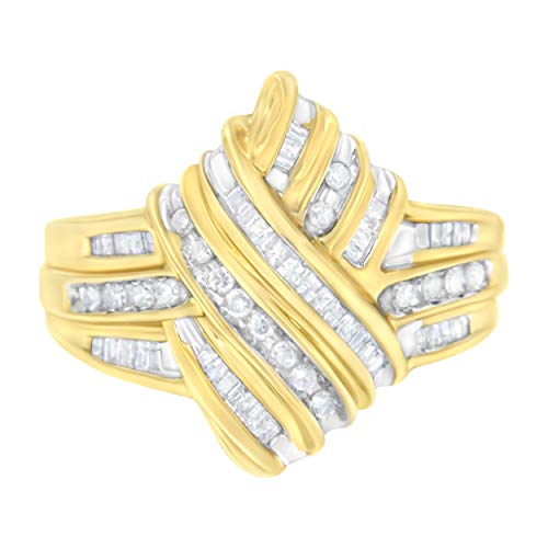 10KT Yellow Gold 1/2 cttw Diamond Crossover Ring (H-I, I2-I3) - Size 7