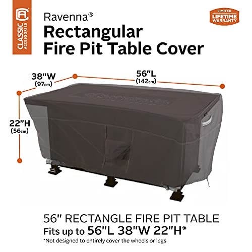 57In 50000Btu Outdoor Gas Propane Fire Pit Pits Firepit Fireplace Dinning Table Tables & Classic Accessories Ravenna Water-Resistant 56 Inch Rectangular Fire Pit Table Cover #TOP6