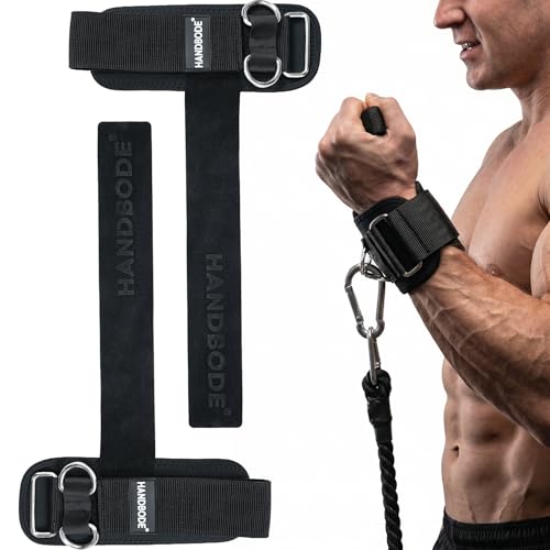 Image of HANDBODE Lifting Straps, Double D-Ring Weightlifting Wrist Straps | Steel Hardware, Two Piece Set, Padded Cuffs, Reinforced Stitching, Adjustable Fit, Deadlifts, Pull Ups, Rows, Cable Curls