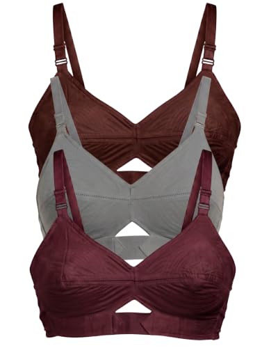 Image of Brida Kavya Xtra Soft Cotton Round Stitch Bra for Women | Full Coverage | Non-Padded | Wireless | Double Layer Support | Heavy Bust | Combo Pack | Colours May Vary