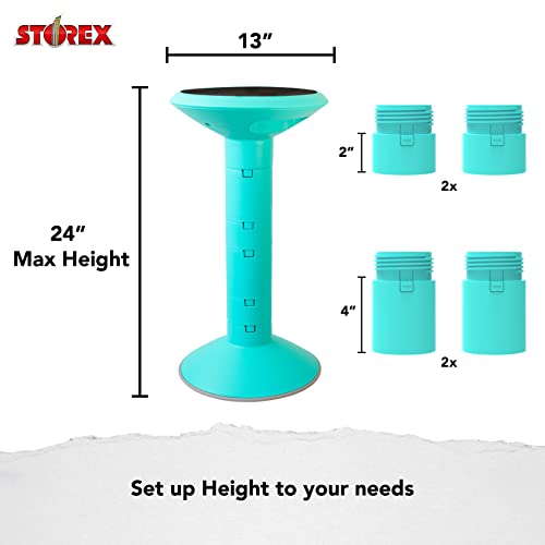 Image of Storex Active Tilt Stool - Ergonomic Seating for Flexible Office Space and Standing Desks, Adjustable 12-24 Inch Height, Teal (00325A01C)