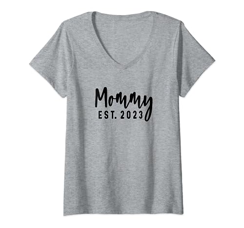 Mamá Mami Est. 2023 - Primera vez pronto para ser genial promovida Camiseta Cuello V