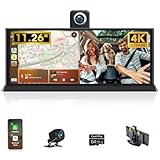 11.26" Largest Car Tablet Pro Max 2025 Carplay Screen for Car 4K Dash Cam 350° Rotatable Camera【Cust-omized Bracket】 Apple Car Play & Android Auto Screen w Bluetooth Audio Mirror Link Video