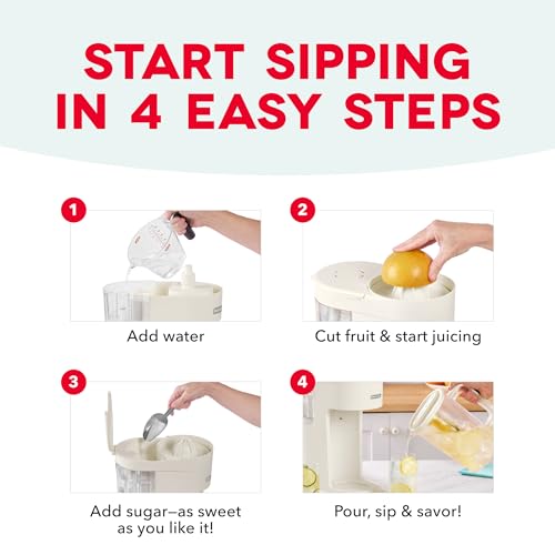 Dash Summer Sippers™ Lemonade Maker & Electric Citrus Juicer - Dissolves Sugar, Juices Over Ice - Lemon Squeezer Machine - Make Fresh Orange & Lemon Juice - Two 32oz Pitchers & Infuser Cylinders by DASH - Image 7