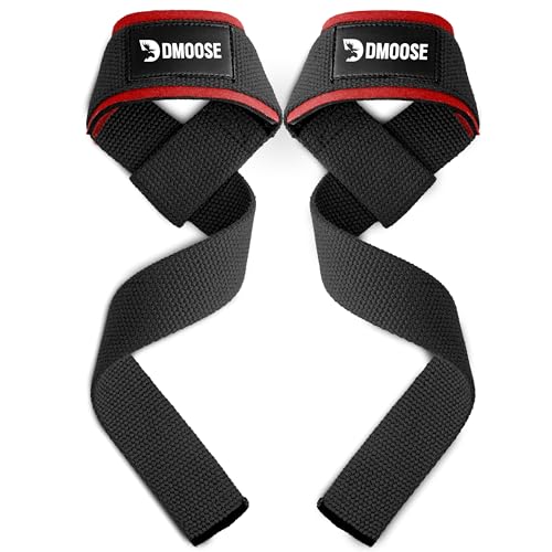 DMoose® Lifting Straps - 4mm Neoprene Padded Wrist Straps for Weightlifting & Powerlifting - Cotton Lifting Strap with Silicone Grip for Men & Women - Durable Deadlift Strap for Gym Workout
