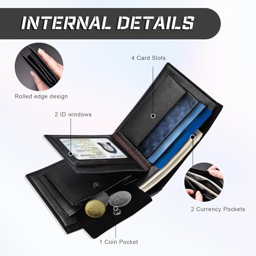 Personalised Men's Wallets, Custom Engraved Wallets, Photo Wallets, Men's Leather Trifold Wallets, Gifts for Father, Husband, Son, BF, Friends4