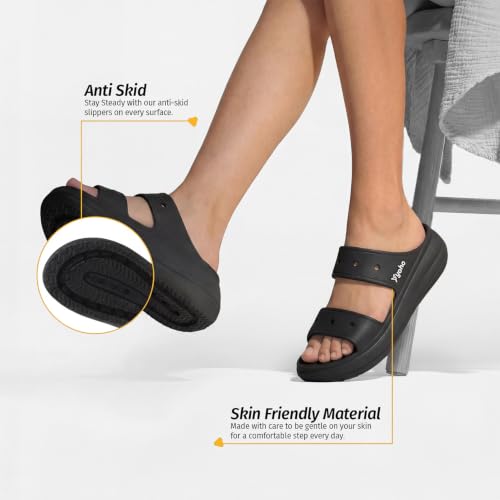 Image of YOHO Double Strap Clog Sandals for Women | Waterproof Monsoon Footwear & Rainy Shoes | Cushioned Lightweight Chappal