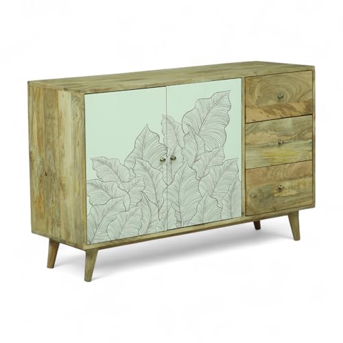 Image of Solid Wood Ranthambore 2-Door Sideboard | Sideboard Cabinet for Living Room | Solid Wood Cabinet for Living Room |Finish - Natural and White