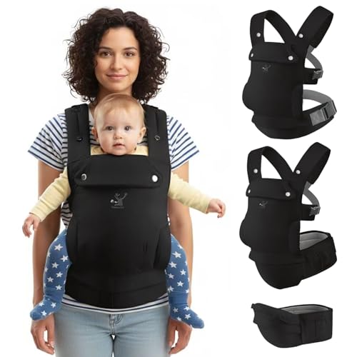 Baby Carriers, Baby Carrier with Hip Seat, 3 in 1 Baby Carrier Newborn to Toddler, 3-36 Month Baby Sling, Adjustable Detachable Baby Hip Seat,...