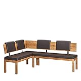 Eckbank: Textil,Massivholz,Kunstleder (100% Polyurethan),Wildeiche Massivholz; Farbe: Braun,Holz,Wildeichefarben