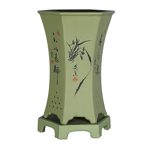 ADERFETBI Plant Pots Indoor Purple Sand With Bracket Hand-carved Orchid Pots Desktop Green Plants And Flowers Breathable