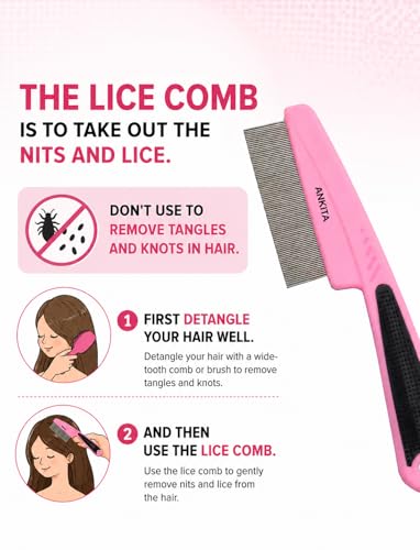 Image of ANKITA Head Lice and Nits Removal Comb with long teeths and wide area coverage, Stainless Steel TEETH with precise 0.1mm gap making it highly effective in removal even the smallest lice and tiny nits, smooth round edge pins comfortable for sclap without scratching or irritating the scalp , for Women's Hair, UNISEX, Anti-lice Treatment, (SLC-1 LARGE) PROMOTIONAL PRICE FOR LIMITED PERIOD.