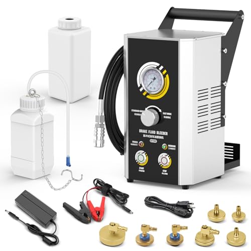 AST609 Automatic Brake Bleeder Kit,110V Automotive Brake Fluid Oil Exchanger Machine,Pulse Brake Bleeder Vacuum Pump kit with 7 Master Cylinder Adapter,Standard & Fast Mode,One-Person Operation