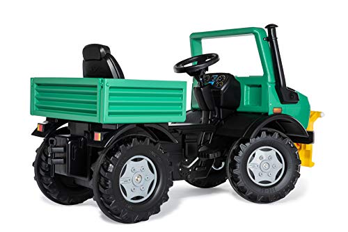 Rolly Toys Unimog Forst Tretauto ab 3 Jahren | Forst Auto zum selber fahren mit Flüsterlaufreifen und Blinklicht | Tretfahrzeug, Tretauto ab 3, 038244, Mintgrün