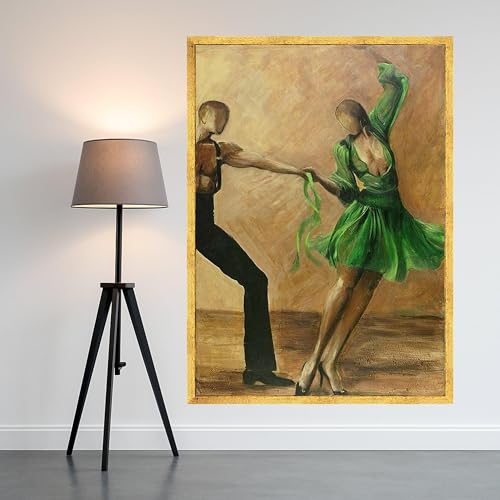 Décoration romantique maison avec tableau couple dansant en robe verte