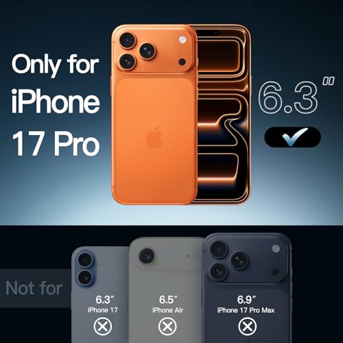 Image of JETech Case for iPhone 17 Pro 6.3-Inch, Non-Yellowing Shockproof Phone Bumper Cover, Anti-Scratch Clear Back (Orange)