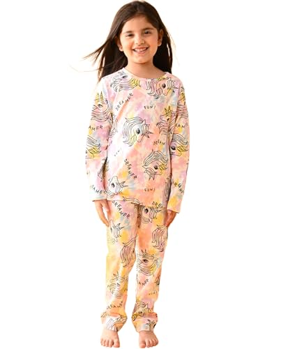 Image of ANTHRILO Pure Cotton Printed Pyjama Set for Girls | Sleepwear | Night Suit, Night Wear | Long Sleeves T-Shirt & Pyjama | Regular Wear | 0-6 Months | White
