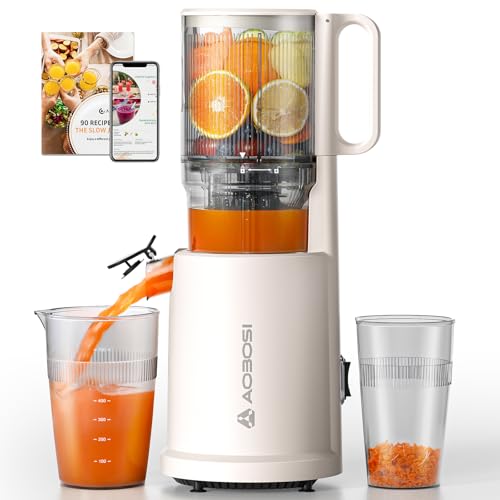 Image of Slow Cold Press Juicer Machine: Electric Masticating Juicer Extractor Easy Clean - 5.4" Extra Large Feed Chute Fit Whole Fruits & Vegetables - Cold Pressed Slow Blender Juicer