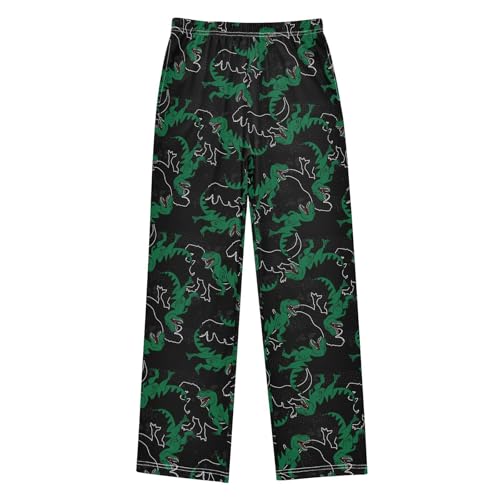ZZXXB Wild Dino Print Boys Long Pants Soft Trousers Elastic Waist Kids Lounge Bottoms with Pockets S-XL