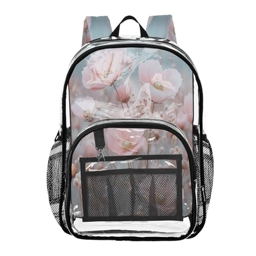 Floral Landscapes Clear Backpack - Stadium Approved Large 15.7-inch Waterproof Transparent Bag for Sports, Concerts, Work, Travel#73
