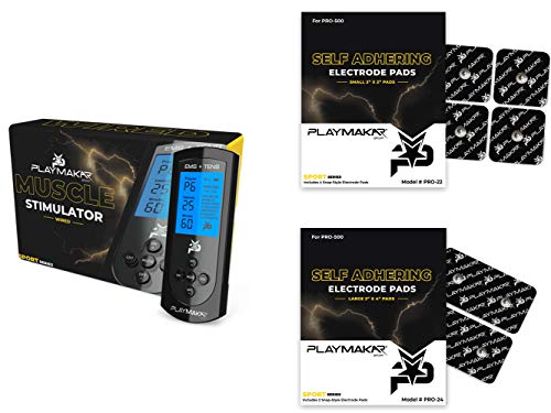 PlayMakar Muscle Stimulator Electronic Pulse TENS Unit Dual Channel Rechargeable Combination for Pain