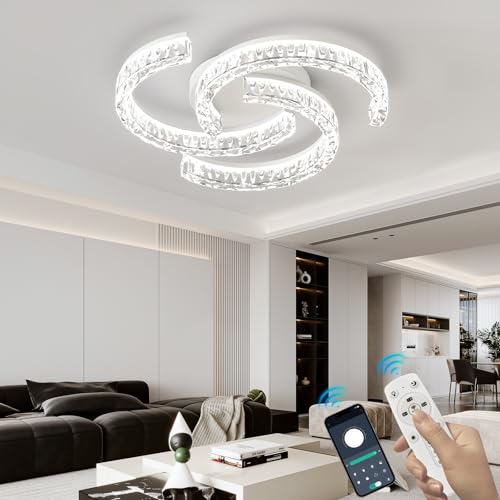 Lrenjon Plafon Led Techo Regulable 3000K-6000K 4100LM, Lamparas De Techo Dormitorio Salon Modernos Con Mando A Distancia Y APP Para Cocinas, Restaurantes, Oficinas, Lofts-White