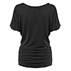 Made-By-Johnny-MBJ-Womens-Solid-Short-Sleeve-Boat-Neck-V-Neck-Dolman-Top-with-Side-Shirring MBJ WT817 Womens Dolman Drape Top with Side Shirring XL Black