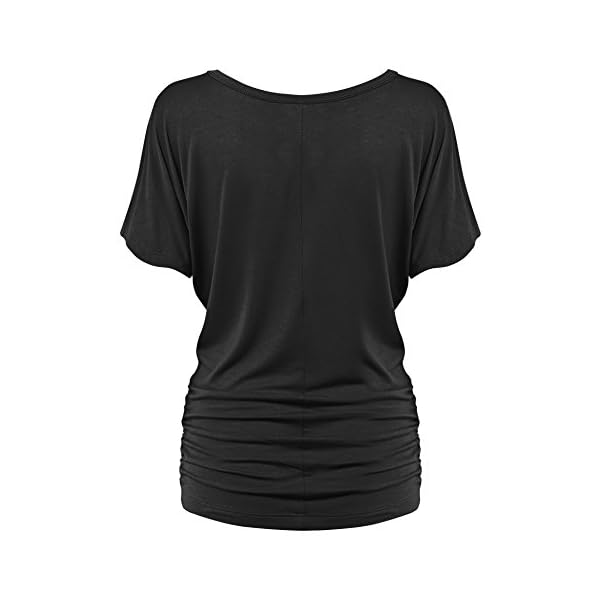 Made-By-Johnny-MBJ-Womens-Solid-Short-Sleeve-Boat-Neck-V-Neck-Dolman-Top-with-Side-Shirring MBJ WT817 Womens Dolman Drape Top with Side Shirring XL Black