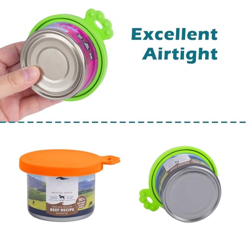 PetBonus 2 Packs Silicone Pet Can Cover Lids, Universal Size for Dog Cat Food, 1 fit 3 Standard Size Can Tops, BPA Free Dishwasher Safe (Orange, Green) - Image 2