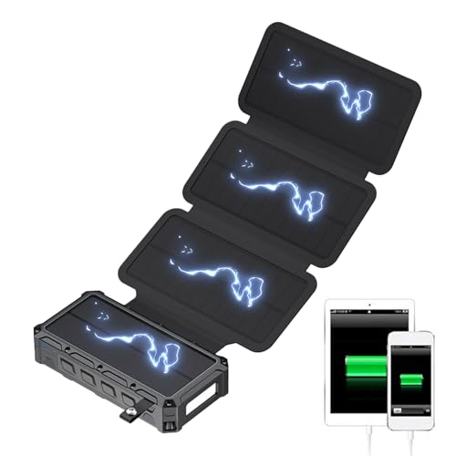 Cargador Solar Power Bank,Banco de energía de manivela con lámpara LED | Powerbank plegable con alarma SOS incorporada y brújula para