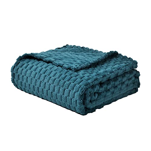 FY FIBER HOUSE Fleece Throw Blanket for Couch 300GMS Super Soft Plush Fuzzy Blankets and Throws for Sofa Bed Office, 40x50 Inches, Storm Blue
