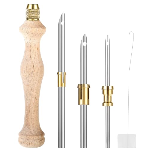 Kit de agulha de perfuração, 1 peça de ferramenta de agulha de perfuração de cabo de madeira 3 peças