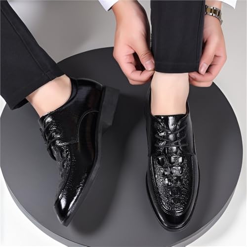 Men's Lace up Oxford Dress Shoes Crocodile Pattern Genuine Leather Formal Business Casual Comfortable Slip Resistant Wedding Office Wear2