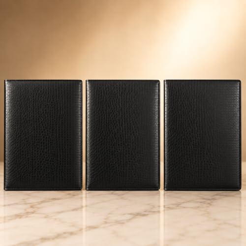 Image of Restaurant Menu Folder - Set of 3 PU Leather Menu Holders with Transparent Sleeves | Durable, Easy-to-Clean Menu Covers for Hotels, Cafes, Bars & Restaurants
