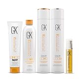GK HAIR Essential Hydration and Smoothness Kit: Moisturizing Shampoo, Conditioner, Organic Argan Oil Serum, and Keratin Treatment for All Hair Types