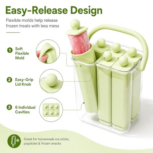 Molde de silicona para palitos de hielo con contenedor verde miniatura 5