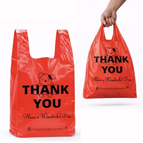 YoYoRain Red Thank you T shirt bag, Grocery shopping bag