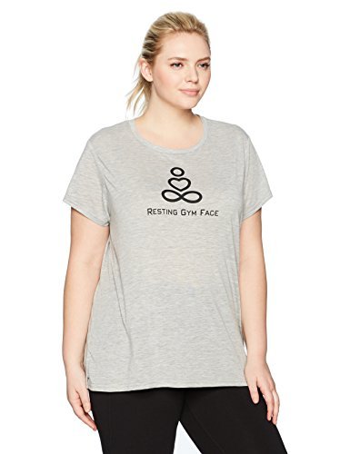 SHAPE activewear Damen Plus Size Dancers Short Sleeve Tee T-Shirt, Heather Grey/Resting, 2X Cover