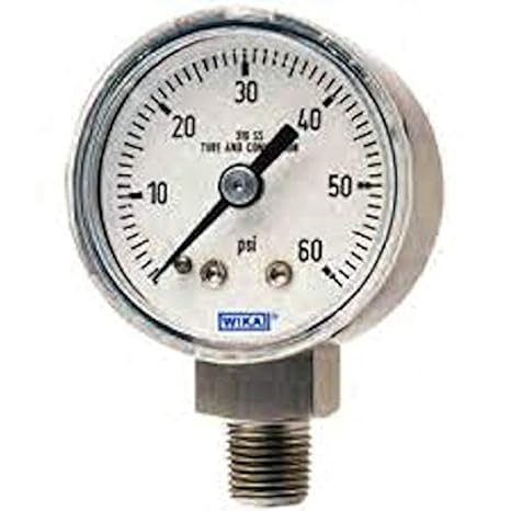 Manómetro Hidráulico Wika 9361103,233.30 60 psi, 4 pulgadas, Montaje Inferior, 1/2 NPT