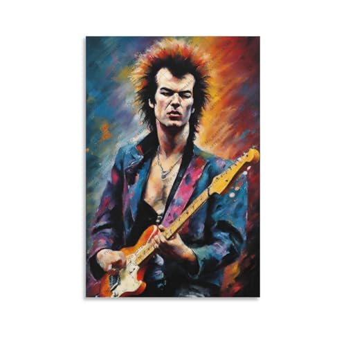 Poster Rock Guitarist Sid_Vicious grand format 60x90 cm déco rustique