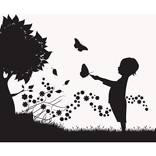 Poster silhouette enfant et papillons créez une ambiance bucolique dans la chambre
