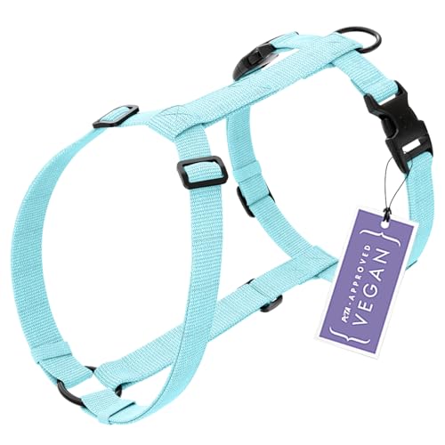STUCH Hundegeschirr H-Form Vegan PureControl leicht & verstellbar – 100% Vegan, PETA Zertifiziert – minimalistisches Nylon Hundegeschirr – Farbe:Hellblau, Größe:S