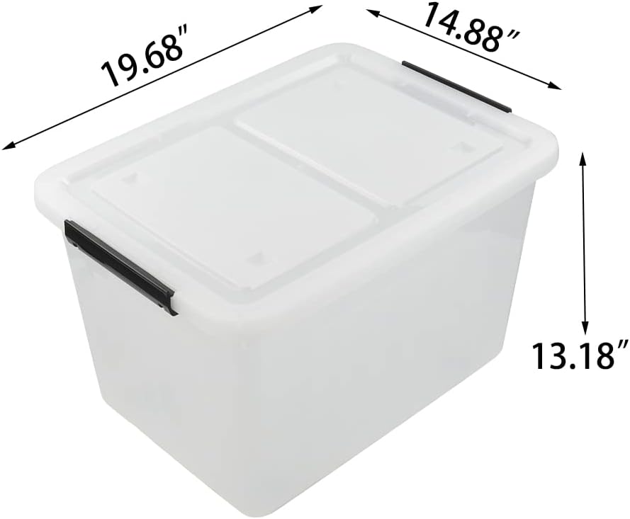 Asking 4-Pack Clear Large 50 L Plastic Storage Boxes, Plastic Storage Bins with Wheels
