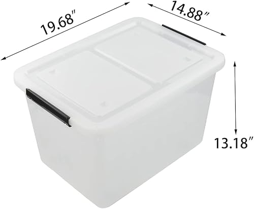 Miniatura 2 de Asking Paquete de 4 cajas de almacenamiento de plástico transparentes grandes de 42 L, contenedores de almacenamiento de plástico con ruedas