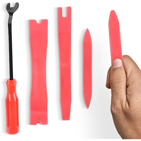 Boulder Tools | Set of 5 Auto Trim Tool Kit - Comprehensive Trim Removal for Car - Professional-Grade Mechanic Tools - Maintenance and Repair Tools - Ideal for DIY Enthusiasts (Red) Cover